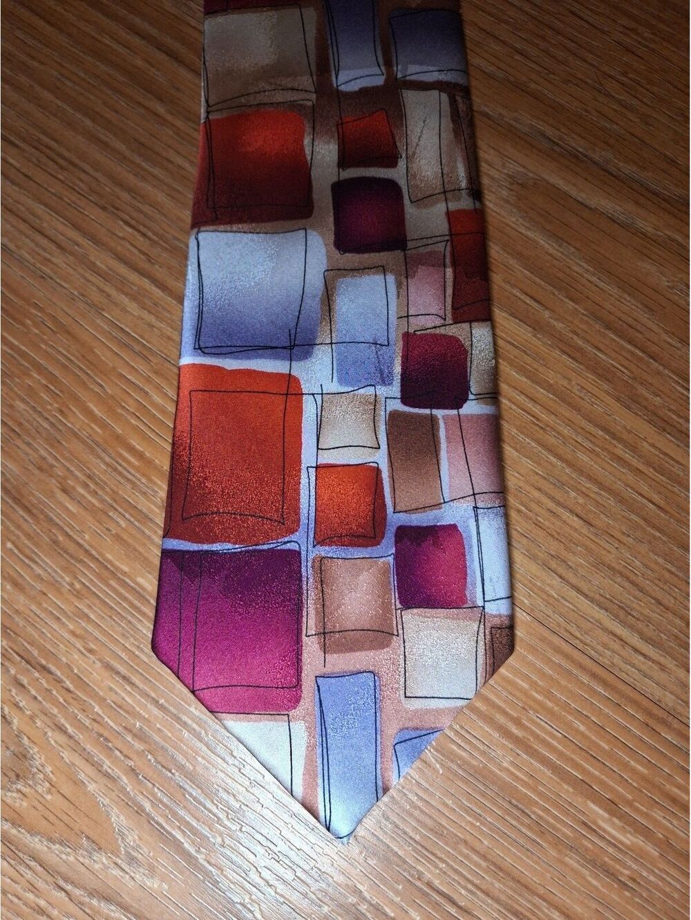 Jerry Garcia 100% Silk Tie Red Multicolor Art
